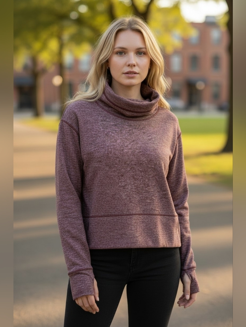 lululemon athletica Marled Mauve Cowl Neck Sweater